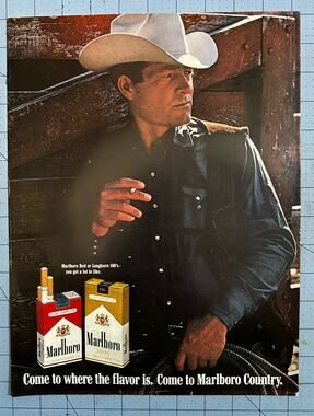 Cowboy Smoking Marlboro Country Vintage 1969 Magazine Print Ad